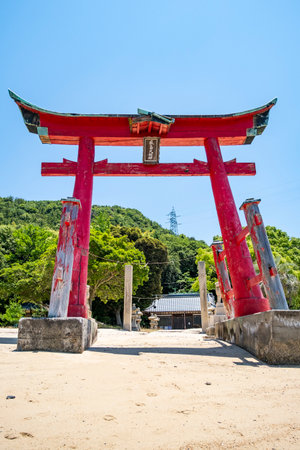 Grand Torii Gate at Iwako Island Itsukushima Shrine, Onomichi City, Hiroshima Prefecture, Japan