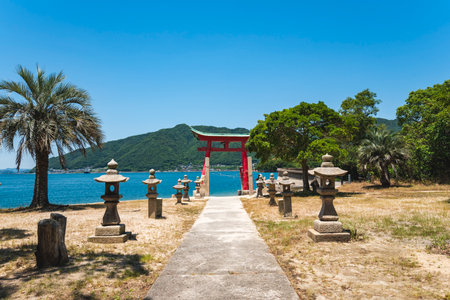 Grand Torii Gate at Iwako Island Itsukushima Shrine, Onomichi City, Hiroshima Prefecture, Japanの写真素材