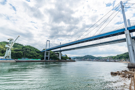 Onomichi Bridge, Onomichi City, Hiroshima Prefecture, Japanの写真素材