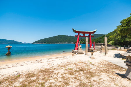 Grand Torii Gate at Iwako Island Itsukushima Shrine, Onomichi City, Hiroshima Prefecture, Japanの写真素材