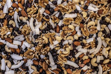 Mix of dried fruits, nuts and berriesの写真素材