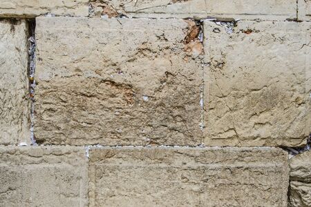 Fragment of Western Wall with sticky notes in Jerusalem Israelの写真素材