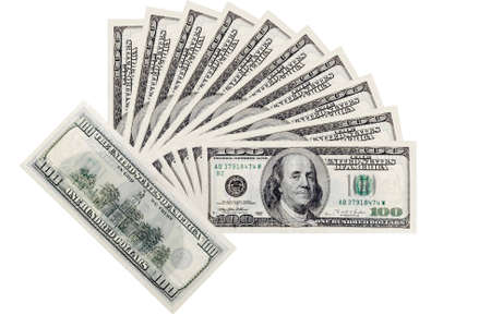 The isolated image of paper banknotes of US dollars