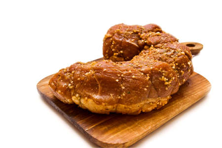 Roast from pig meat, ready to hot processing. White background. See more on my portfolioの写真素材