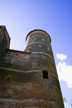 Tower of castle Panemune against blue skyの写真素材