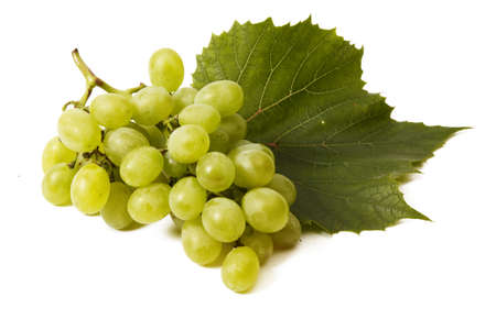 Bunch of grapes with leaf extreme closeup shot isolatedの写真素材