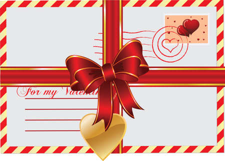 illustration with a message on Valentine's Day and a festive envelope.のイラスト素材