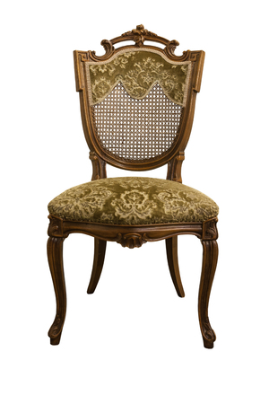 French XIX century antique furniture made from oak wood isolated on white の写真素材