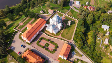 View of the architectural ensemble of the XVIII century (Church of the Holy Trinity and Dominican Monastery) and the River Neman. Liskiava. Lithuaniaの写真素材