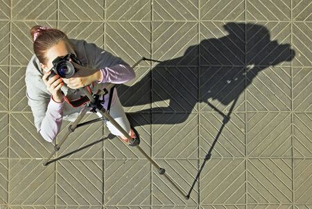 The girl on photographing.の写真素材