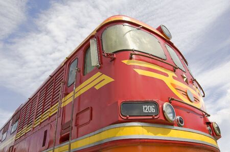 The cabin of old Soviet main locomotive.の写真素材