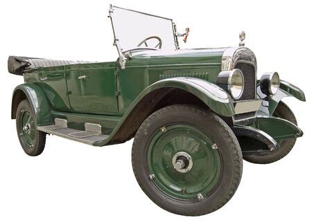The antiquarian car isolated over whiteの写真素材