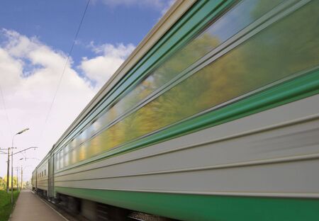 The electric train arrives to station.の写真素材