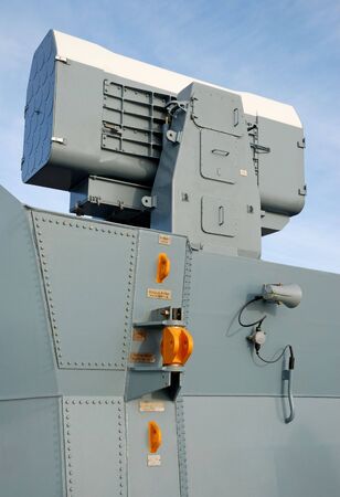 Cassete missile system on-board a frigate.