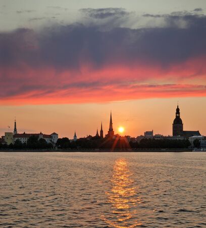 Panorama of Old Riga on early in morning.の写真素材