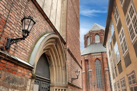 Ancient medieval buildings in Riga, Latvia.の写真素材