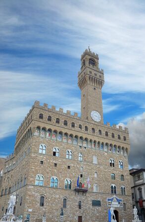 The Palazzo Vecchio, the town hall of Florence, Italy.の写真素材