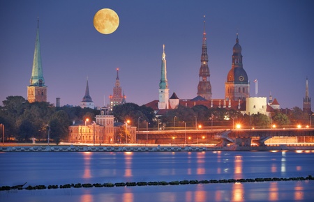 Quay of Daugava river in Riga, Latvia.の写真素材