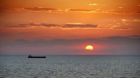 The cargo ship in Baltic sea.の写真素材