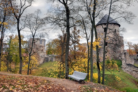 The ruins of an ancient castle Cesis, Latvia.のeditorial素材