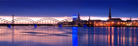 Quay of Daugava river in Riga, Latvia.の写真素材