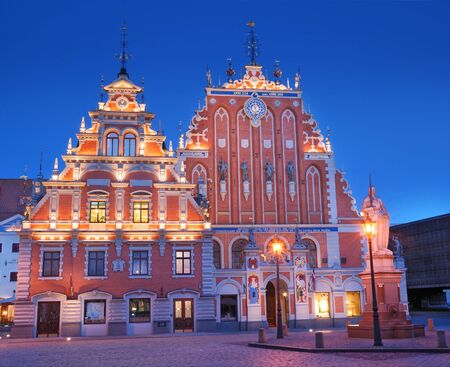 The historical Blackhead's house in Riga, Latvia.のeditorial素材