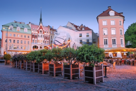 The Domsky square, central square in Old Riga, Latvia.のeditorial素材