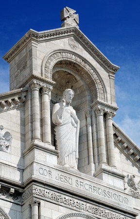 Statue of the Jesus Christ on Sacre Coeur basilica in Paris, France. の写真素材