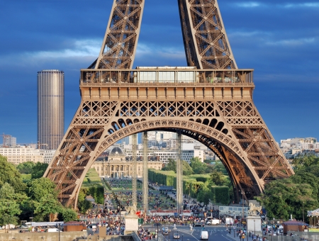 The Eiffel Tower, Montparnasse and Champ de Mars seen from Trocadero in Paris, France の写真素材