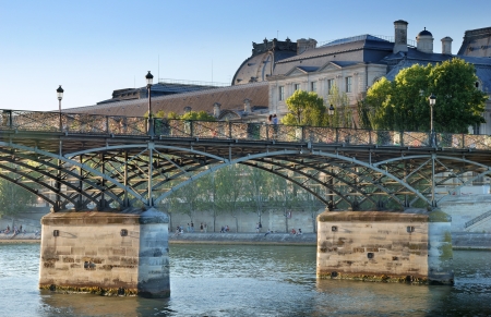 Bridge Pont des Arts or Passerelle des Arts across river Seine in Paris, France.の写真素材