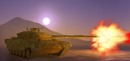 Army tank. 3d image. 