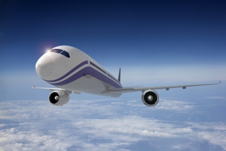 Commercial airplane in flight. 3D image.の写真素材