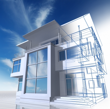 Presentation of residential cottage. 3D image.の写真素材