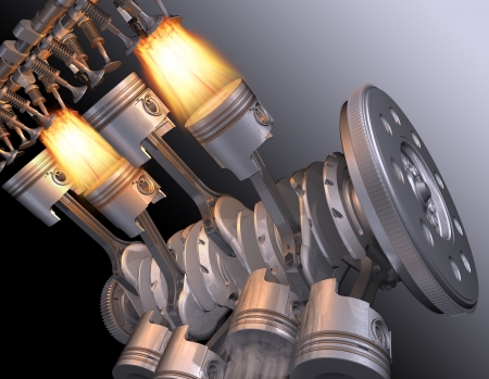 The working motor V8. 3D image.の写真素材