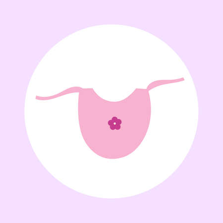 Vector illustration of a baby bib for a girl in pink, illustration on a purple background. toys for girlsのイラスト素材