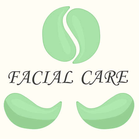 Green patches under the eyes face care, anti-wrinkle products. Vector illustration with spa careのイラスト素材