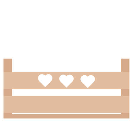 Wooden box for flowers, seedlings, plants, garden tools. Eco-friendly container, garden box, home appliances.のイラスト素材