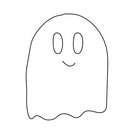 Vector illustration of a cute ghost. Outline doodle illustration.のイラスト素材