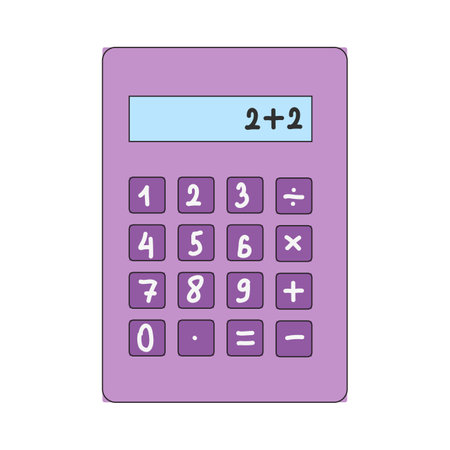 vector illustration of a cute calculator, back to school. Vector stationery in flat style.のイラスト素材