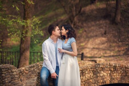 Young couple in love outdoors.の写真素材