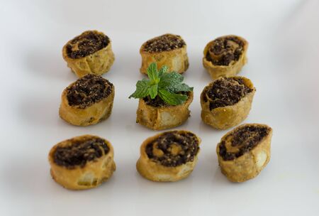 Bhakarwadi is a typical spicy Inidan snacks from the state of Maharashthraの写真素材