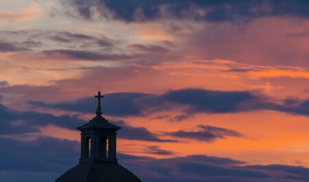 silhouette of a church.の写真素材