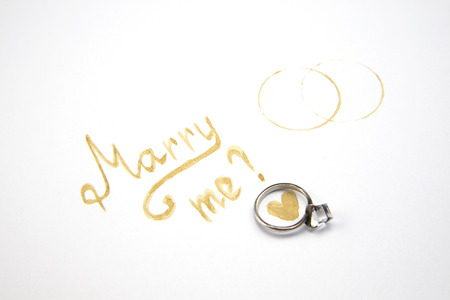 Marry me proposal with engagement ringの写真素材