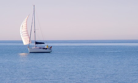 Beautiful image of a sailboat in the windの写真素材