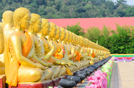 Landmark statue Buddha in temple ruins of wat NakhonnayokThailand.の写真素材