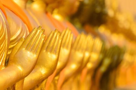 Landmark statue Buddha in temple ruins of wat NakhonnayokThailand.の写真素材