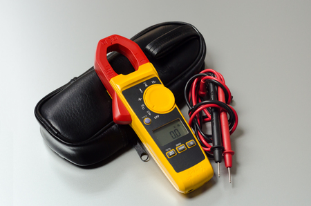 Digital volt meter for Engineering Electrician at work.の写真素材