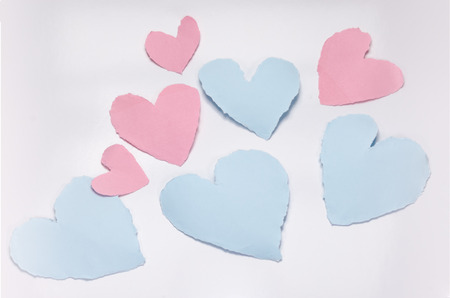 Greeting card with Heart from paper texture on white background.