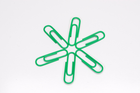 Colorful paper clip isolated on white background.の写真素材