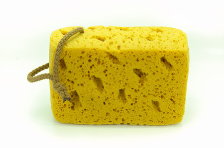 Yellow sponge for car washing  on white background.の写真素材